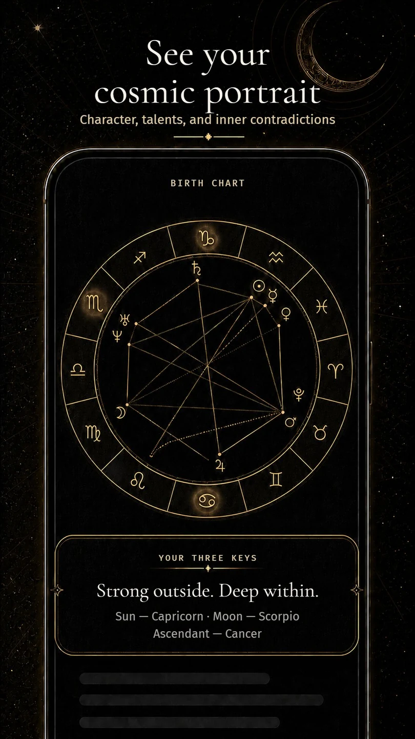 Birth chart and cosmic portrait in Veritas