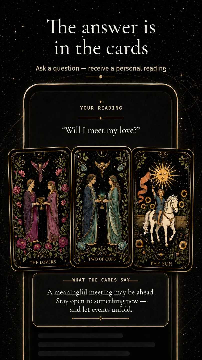 Tarot reading in the Veritas app